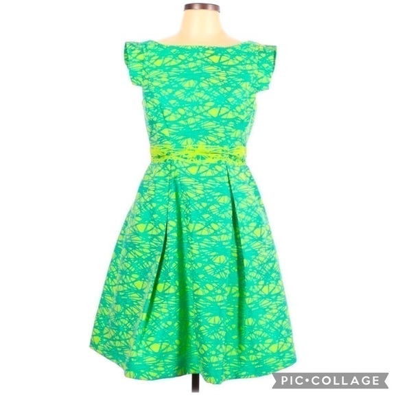 Authentic Theia Retro Fit & Flare Abstract Dress - Picture 1 of 3